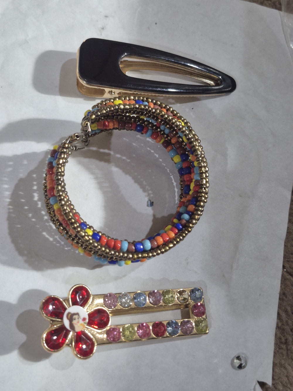 Disney Multicolor Beaded Coil Hairband with Gold Accents